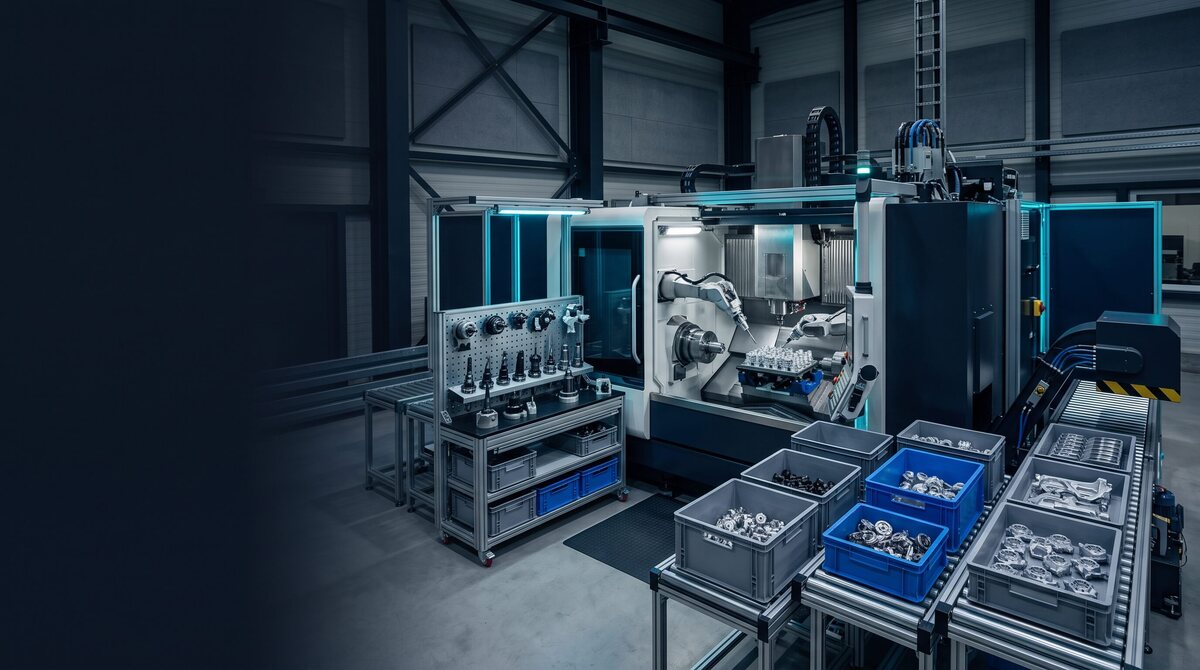 Automatisierter Fertigungsarbeitsplatz mit optimierter Auftragsreihenfolge