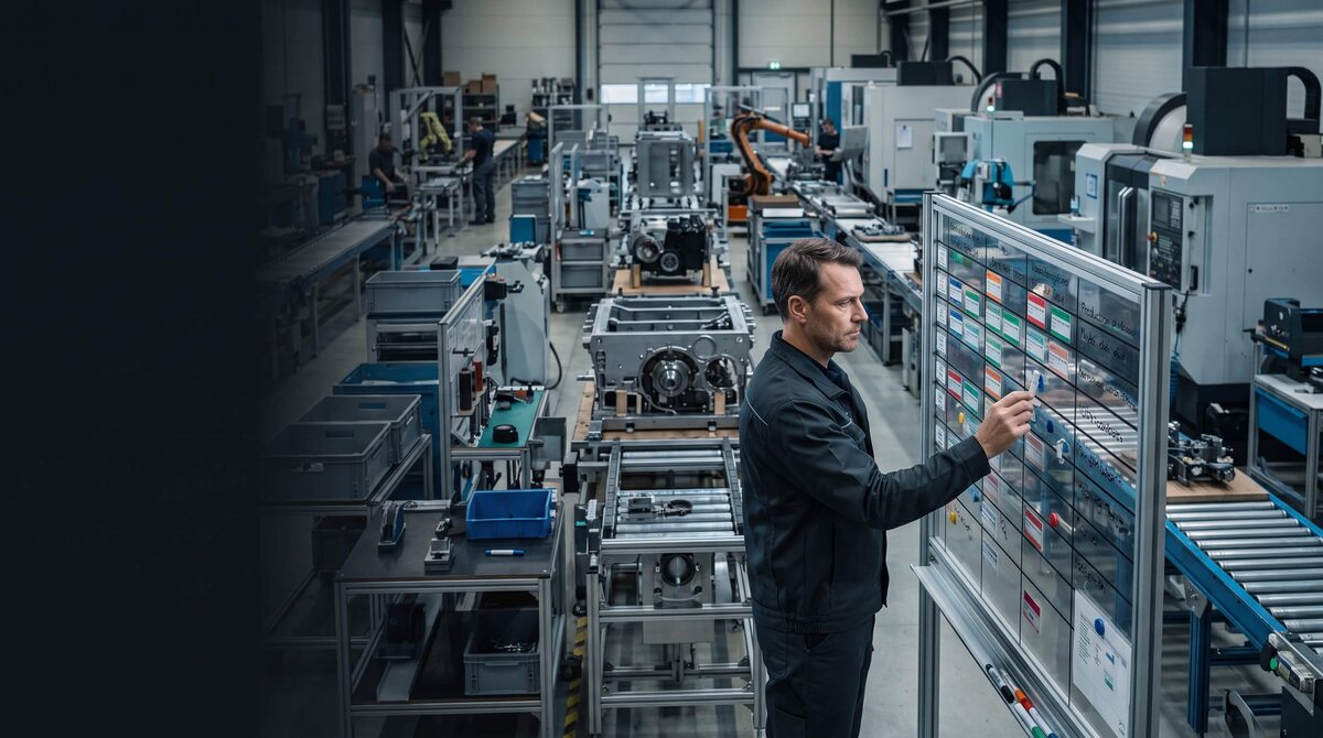 Ingenieur wertet Fertigungsdaten aus
